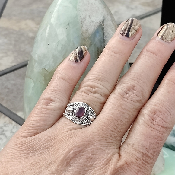 Natural Ruby .925 Sterling Silver Ring, size 7.5 - Picture 3 of 10